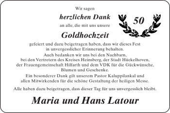 Glückwunschanzeige von Maria und Hans Latour von Super Sonntag / Super Mittwoch
