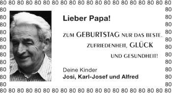 Glückwunschanzeige von Papa  von Aachener Zeitung / Aachener Nachrichten