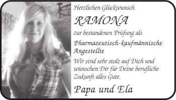 Glückwunschanzeige von RAMONA  von Super Sonntag / Super Mittwoch