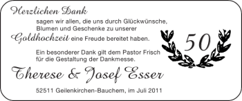 Glückwunschanzeige von Therese Josef Esser von Super Sonntag / Super Mittwoch