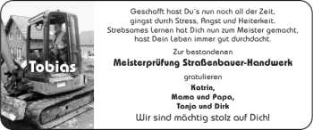 Glückwunschanzeige von Tobias  von Super Sonntag / Super Mittwoch