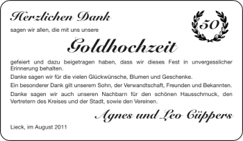 Glückwunschanzeige von Goldhochzeit  von Super Sonntag / Super Mittwoch