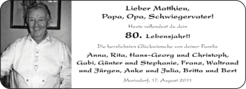 Glückwunschanzeige von Matthieu Papa Opa von Aachener Zeitung / Aachener Nachrichten