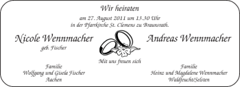 Glückwunschanzeige von Nicole Wennmacher Andreas Wennmacher von Aachener Zeitung / Aachener Nachrichten