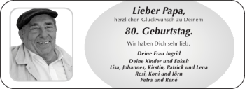 Glückwunschanzeige von Papa  von Aachener Zeitung / Aachener Nachrichten