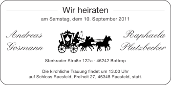 Glückwunschanzeige von Andreas Gosmann Raphaela Platzbecker von Super Sonntag / Super Mittwoch