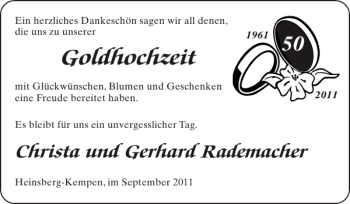 Glückwunschanzeige von Goldhochzeit  von Super Sonntag / Super Mittwoch