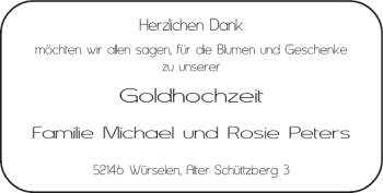 Glückwunschanzeige von Goldhochzeit  von Super Sonntag / Super Mittwoch