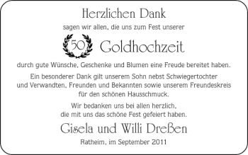 Glückwunschanzeige von Goldhochzeit  von Super Sonntag / Super Mittwoch