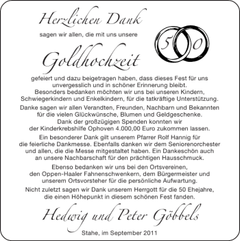 Glückwunschanzeige von Goldhochzeit  von Super Sonntag / Super Mittwoch