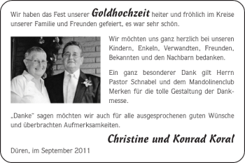 Glückwunschanzeige von Goldhochzeit Christine und Konrad Koral von Super Sonntag / Super Mittwoch