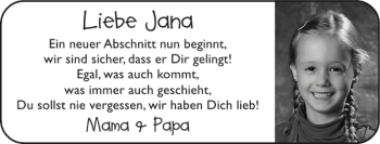 Glückwunschanzeige von Jana  von Super Sonntag / Super Mittwoch