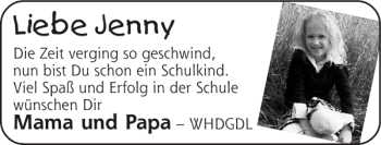 Glückwunschanzeige von Jenny  von Super Sonntag / Super Mittwoch