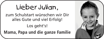 Glückwunschanzeige von Julian  von Super Sonntag / Super Mittwoch