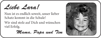 Glückwunschanzeige von Lara  von Super Sonntag / Super Mittwoch