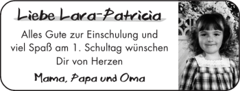 Glückwunschanzeige von Lara-Patricia  von Super Sonntag / Super Mittwoch