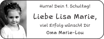 Glückwunschanzeige von Lisa Marie von Super Sonntag / Super Mittwoch