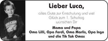 Glückwunschanzeige von Luca  von Super Sonntag / Super Mittwoch