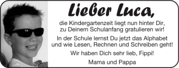 Glückwunschanzeige von Luca  von Super Sonntag / Super Mittwoch