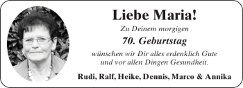 Glückwunschanzeige von Maria  von Aachener Zeitung / Aachener Nachrichten