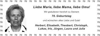 Glückwunschanzeige von Maria Mama Oma von Aachener Zeitung / Aachener Nachrichten