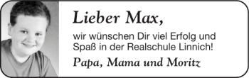 Glückwunschanzeige von Max  von Super Sonntag / Super Mittwoch