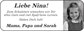 Glückwunschanzeige von Nina  von Super Sonntag / Super Mittwoch