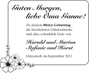 Glückwunschanzeige von Oma Ganne von Aachener Zeitung / Aachener Nachrichten