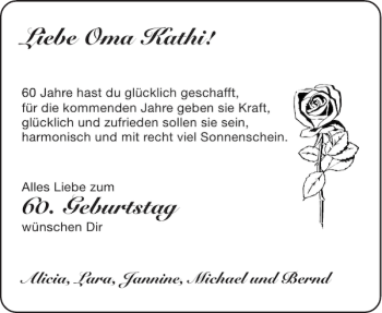 Glückwunschanzeige von Oma Kathi von Aachener Zeitung / Aachener Nachrichten
