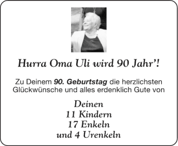 Glückwunschanzeige von Oma Uli von Aachener Zeitung / Aachener Nachrichten