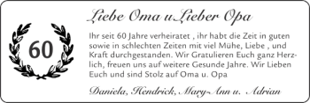 Glückwunschanzeige von Oma u.Lieber Opa von Super Sonntag / Super Mittwoch