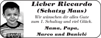 Glückwunschanzeige von Riccardo  von Super Sonntag / Super Mittwoch