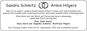 Glückwunschanzeige von Sandra Schmitz Armin Hilgers von Aachener Zeitung / Aachener Nachrichten