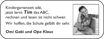 Glückwunschanzeige von Tim  von Super Sonntag / Super Mittwoch