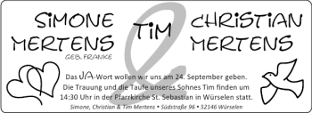Glückwunschanzeige von Tim  von Aachener Zeitung / Aachener Nachrichten