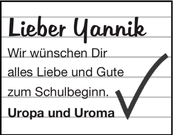 Glückwunschanzeige von Yannik  von Super Sonntag / Super Mittwoch