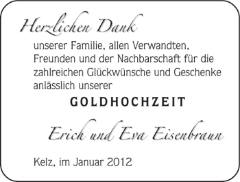 Glückwunschanzeige von GOLDHOCHZEIT  von Super Sonntag / Super Mittwoch