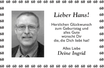 Glückwunschanzeige von Hans  von Aachener Zeitung / Aachener Nachrichten