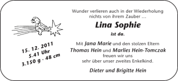 Glückwunschanzeige von Lina Sophie von Super Sonntag / Super Mittwoch