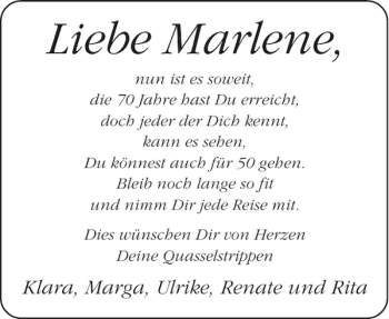 Glückwunschanzeige von Marlene  von Aachener Zeitung / Aachener Nachrichten