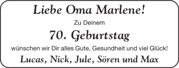 Glückwunschanzeige von Oma Marlene von Super Sonntag / Super Mittwoch