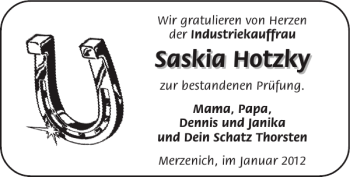 Glückwunschanzeige von Saskia Hotzky von Super Sonntag / Super Mittwoch