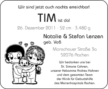 Glückwunschanzeige von TIM  von Aachener Zeitung / Aachener Nachrichten
