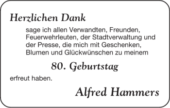 Glückwunschanzeige von Alfred Hammers von Super Sonntag / Super Mittwoch