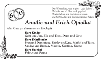 Glückwunschanzeige von Amalie und Erich Opiolka von Super Sonntag / Super Mittwoch