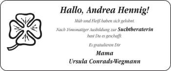 Glückwunschanzeige von Andrea Hennig von Super Sonntag / Super Mittwoch