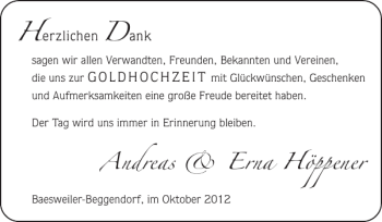 Glückwunschanzeige von Andreas Erna Höppener von Super Sonntag / Super Mittwoch