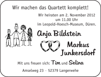 Glückwunschanzeige von Anja Bildstein Markus Junkersdorf von Super Sonntag / Super Mittwoch