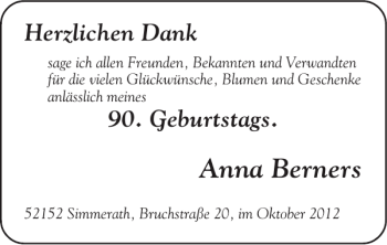 Glückwunschanzeige von Anna Berners von Super Sonntag / Super Mittwoch