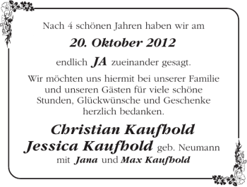 Glückwunschanzeige von Christian Kaufhold Jessica Kaufhold von Super Sonntag / Super Mittwoch